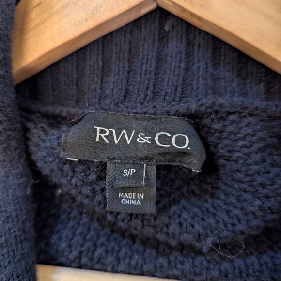 Men's RW & Co. Blue Cable Knit Shawl Cardigan - Picture 6 of 7